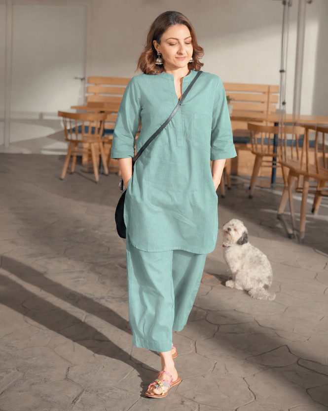 Teal Bohemian Jacket & Flared Trouser Festive Co-ord Set
