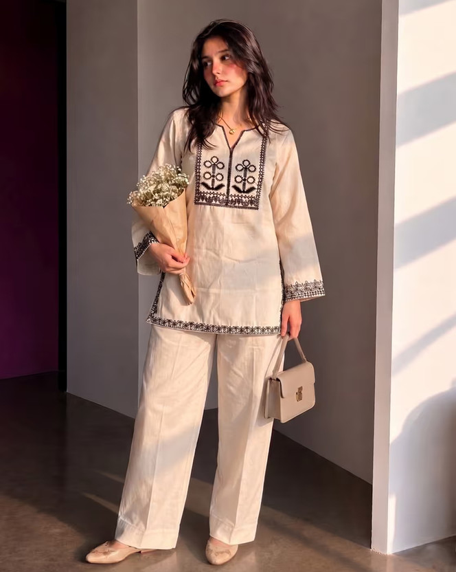 Navy Blue Floral Satin Kaftan Trouser Co-ord Set