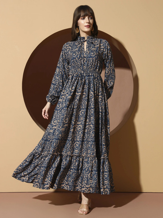 Royal Sapphire Blue Sequined Party Midi Dress