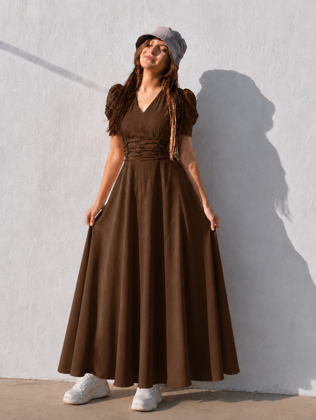 Ivory Lace Embroidered A-Line Contemporary Dress