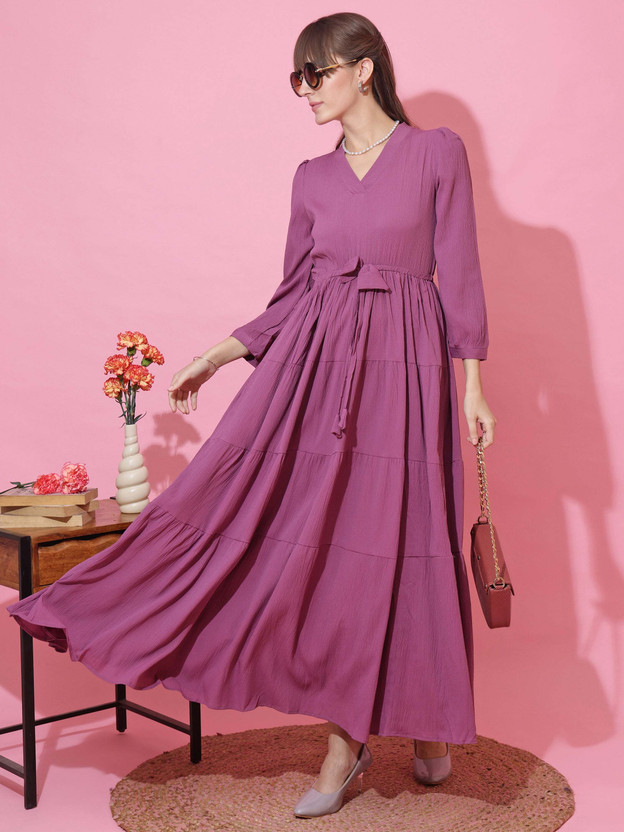 Emerald Bohemian Tiered Tier-Maxi Dress with Belt