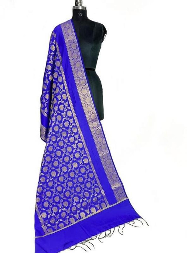 Pastel Mint Green Floral Embroidered Organza Silk Dupatta