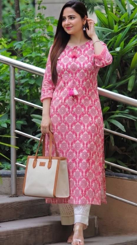 Black & Gold Foil Print Straight Party Kurta