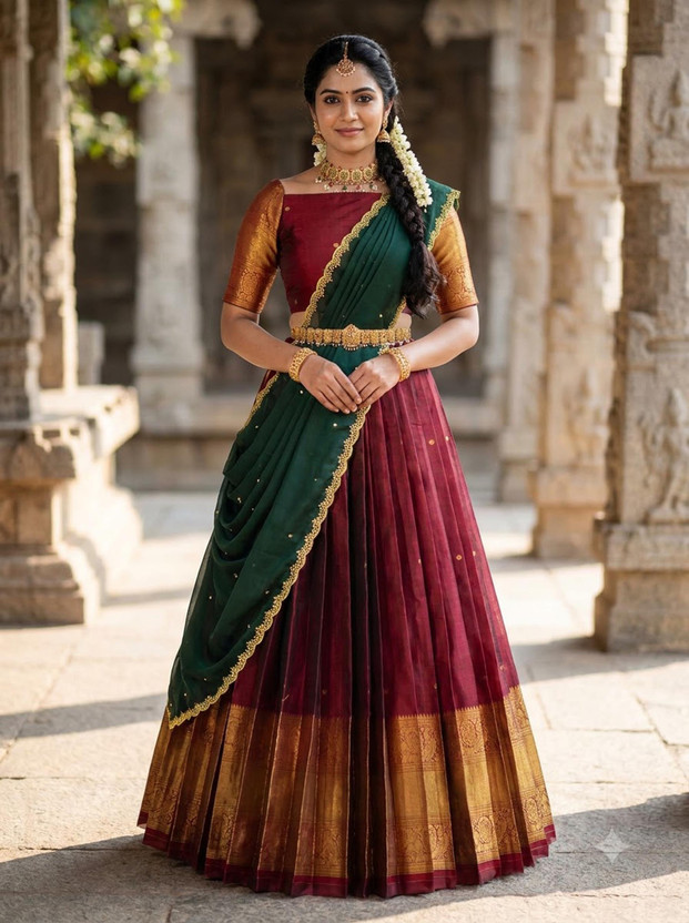 Blush Pink Floral Sequin Semi-Stitched Lehenga