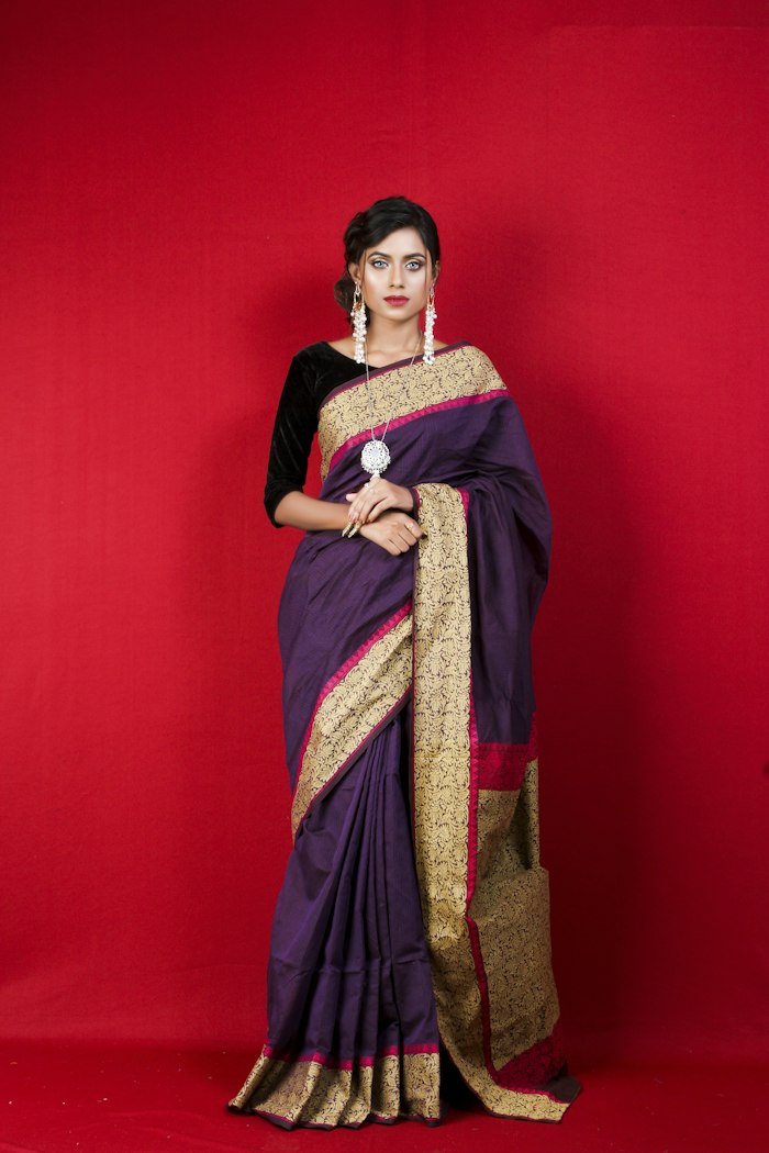 Royal Kanjivaram Soft Silk Saree in Wine Plum