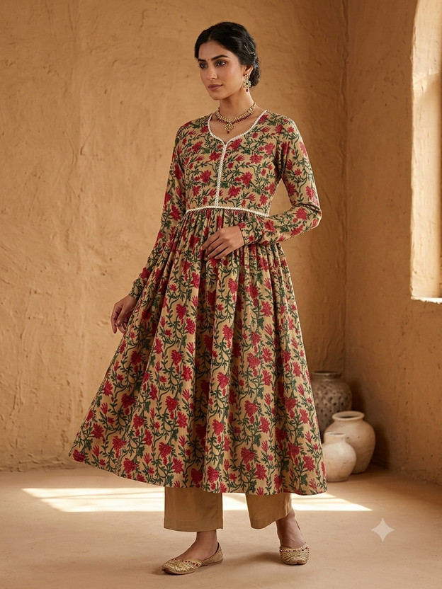 Embellished Floor-Length Anarkali Suit with Dupatta